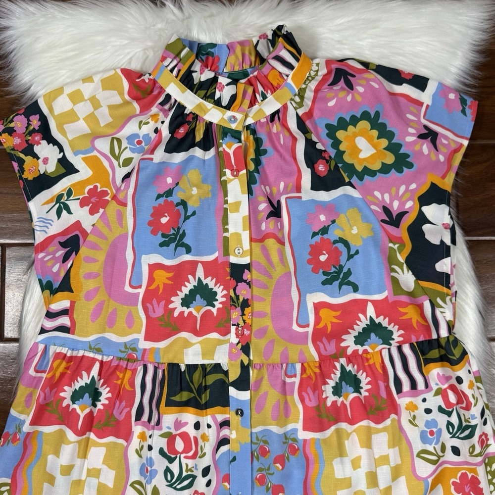 Crosby Mollie Burch Sz Large‎ Seedlings Whitley Ruffle Collar Button Front Dress - Picture 2 of 10